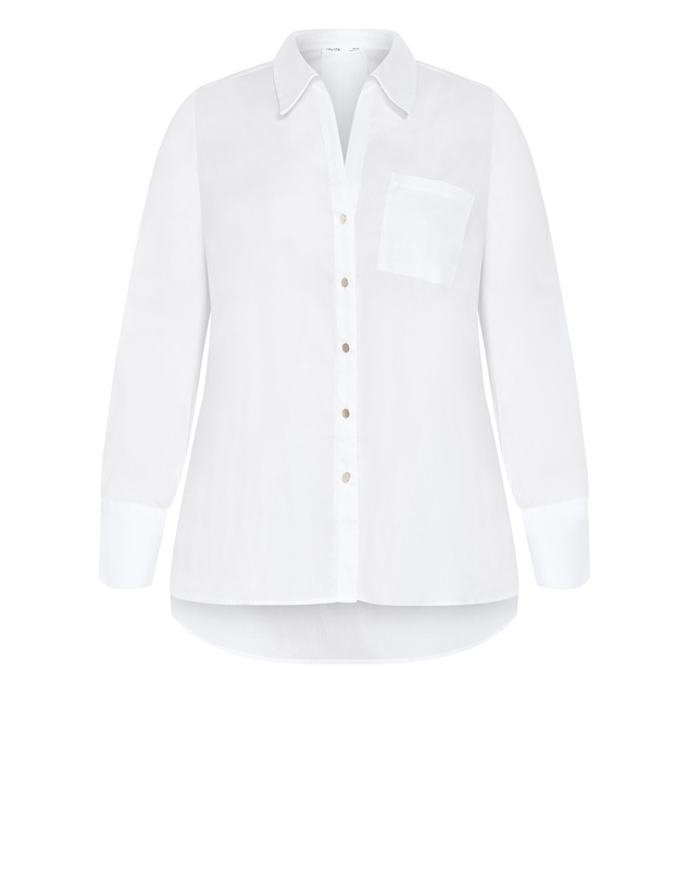 City Chic - Plus size Elevated Long Sleeve Stretch Shirt - white