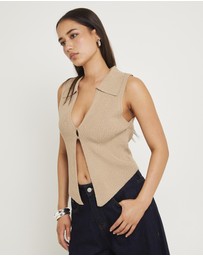 Subtitled - Meryl Ribbed Collar Knit Top