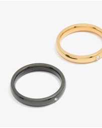 Lovisa - Waterproof Gold Plated Stainless Steel Mixed Metal Rings 3-Pack