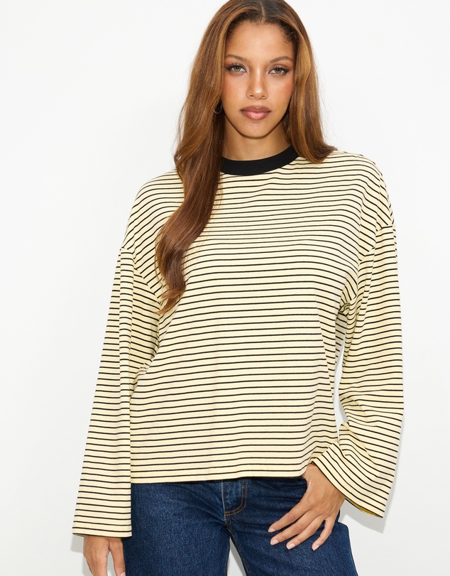 Dazie - Nostalgia Stripe Oversized LS Tee