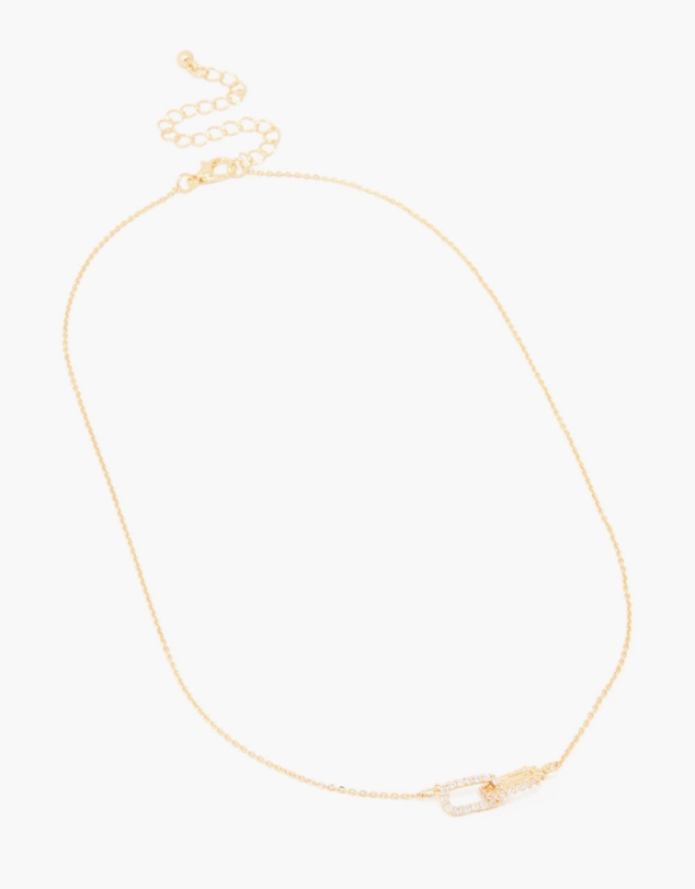 Lovisa - Gold Plated Brass Cubic Zirconia Dainty Link Pendant Necklace