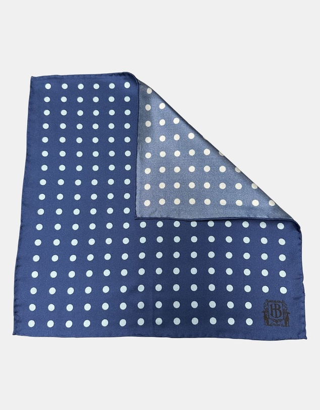 Henry Bucks - HENRY BUCKS Polka Dot Pocket Square NAVY/SKY