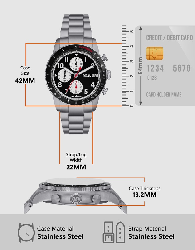 Fossil - Sport Tourer Silver Tone Chronograph Watch