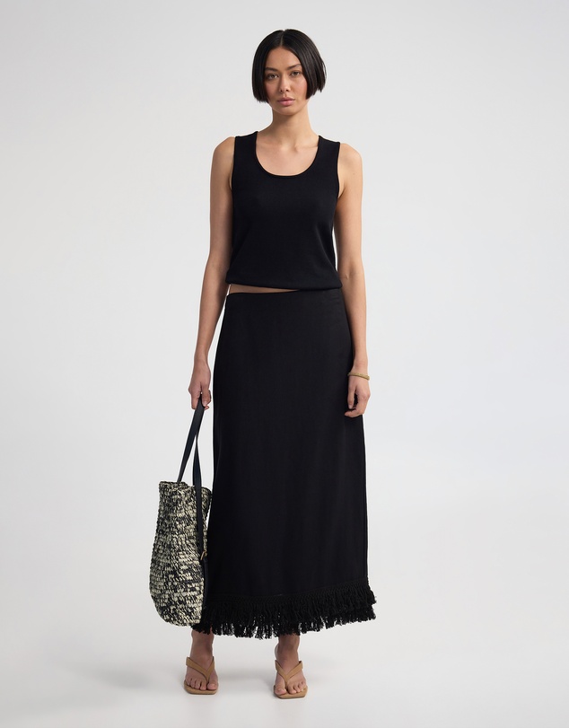Oxford - Gabrielle Linen Blend Fringed Skirt