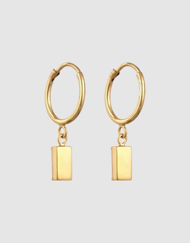 Elli Jewelry - Earrings Hoops Crystal Rectangle 925 Sterling Silver Gold-Plated