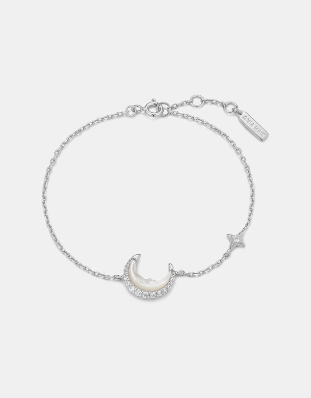 Ania Haie - Silver Mother-of-Pearl Crescent Moon Bracelet