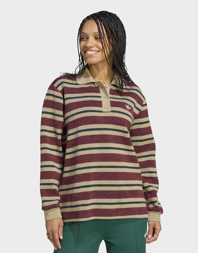 adidas Originals - STRIPE KNITTED POLO TOP Womens