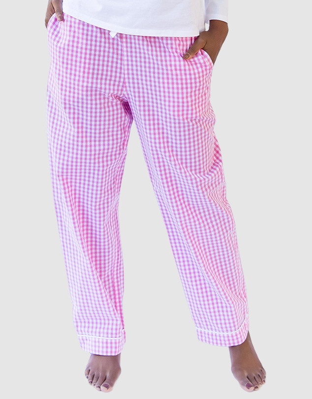 Sant And Abel - Women's Hepburn Gingham Pink Long PJ Pants
