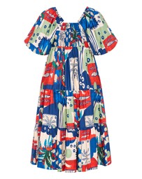 City Chic - Plus size Fantasy Marine Print V Neck Dress - bone
