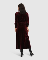 Belle & Bloom - Current Mood Velvet Wrap Dress - Burgundy