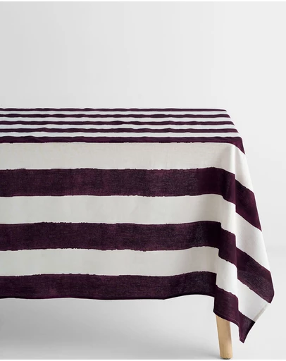 Aura Home - Riviera Stripe Cotton Linen Tablecloth