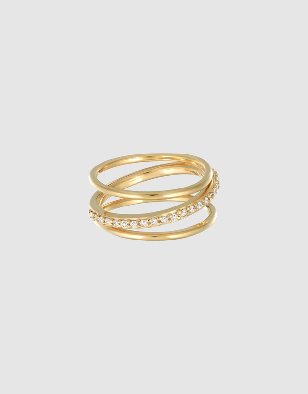 Elli Jewelry - Ring Wrap Zirconia 925 Sterling Silver Gold Plated
