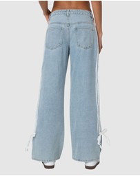EDIKTED - Washed Low Rise Ribbon Jeans