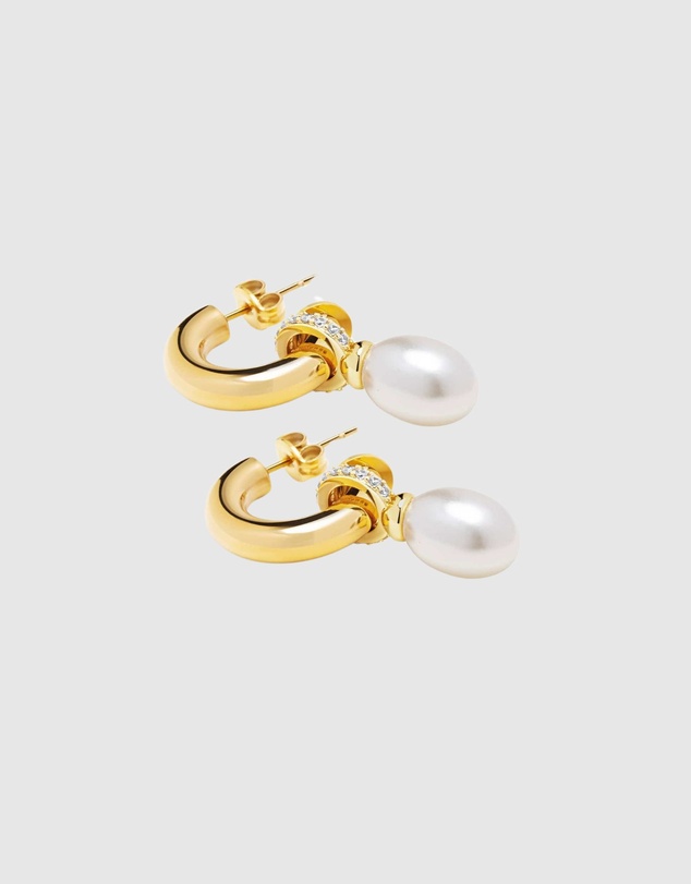 Nialaya Jewellery - Women's Chunky Pearl Hoops