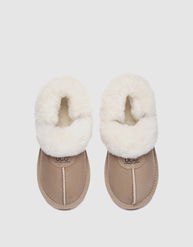 EVERAU - Australian Shepherd Ugg Waffle Fluffy Double Faced Sheepskin Upper House Shoes