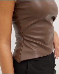 Dazie - Fabulous Flare PU Gathered Top