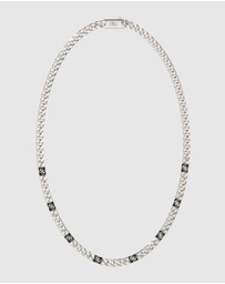 GUESS - Silver-Tone 4G Curb Chain Pave Necklace