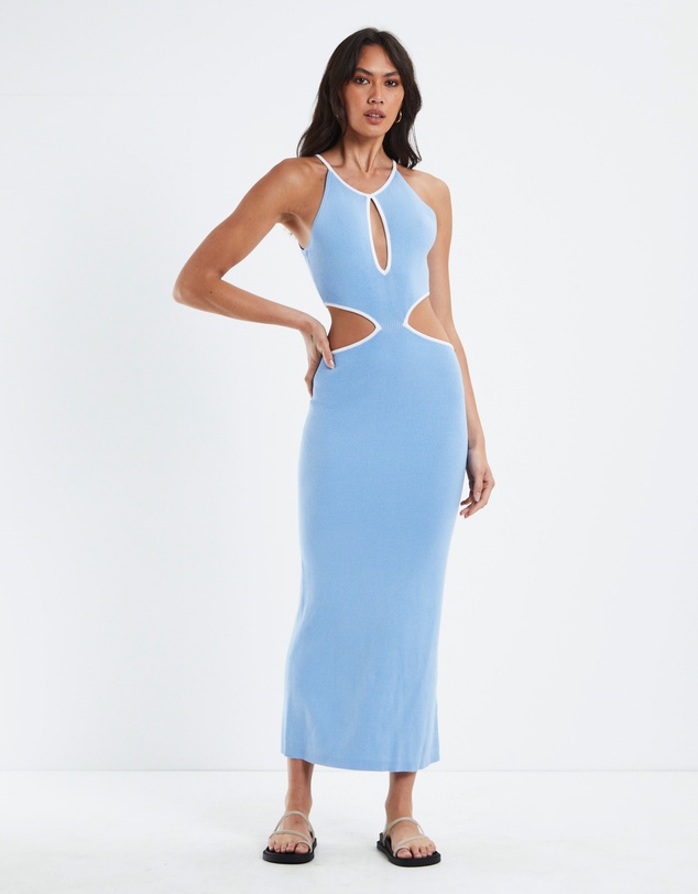 Subtitled - Athena Contrast Bind Midi Cut Out Dress
