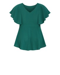 City Chic - Plus size Romantic Mood Peplum Top - jade