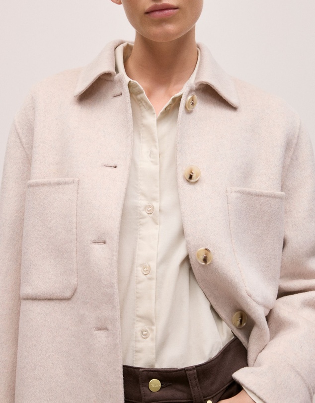 Trenery - Brushed Wool Shacket in Oatmeal Marle