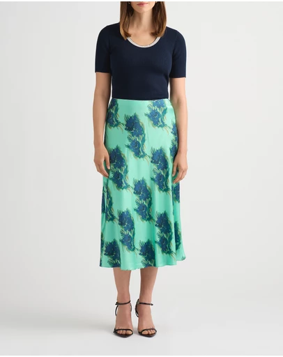 David Lawrence - Cara Satin Midi Skirt
