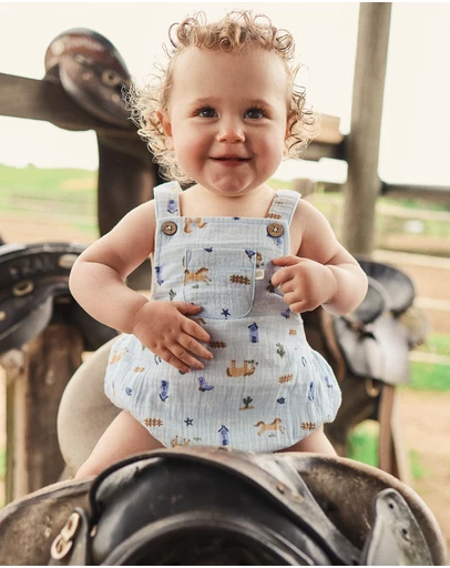 Kynd Baby - Woven Romper in Country Blue