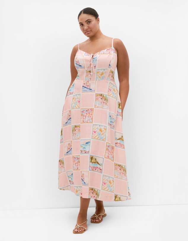 City Chic - Billie Postcard Print Maxi Dress