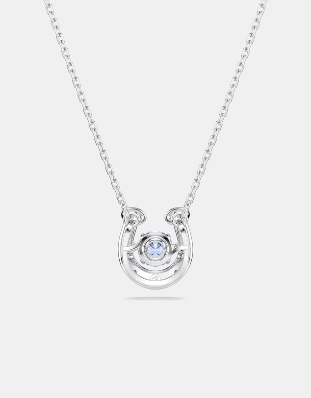 Swarovski - Symbolica Pendant, Round Cut, Pav, Horseshoe, Blue, Rhodium Plated