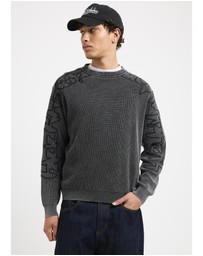 Black Noise White Rain - Scrawl Waffle Knit Jumper