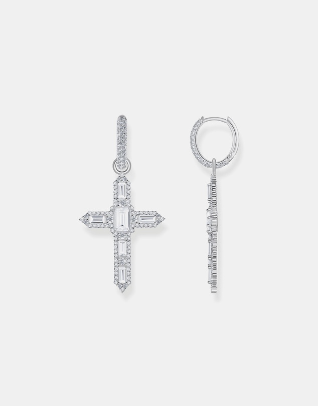 THOMAS SABO - Single Cross hoop earring with white zirconia