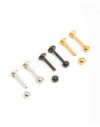 Lovisa - Mixed Finish Surgical Steel Small Ball Flat Back Studs 3-Pack