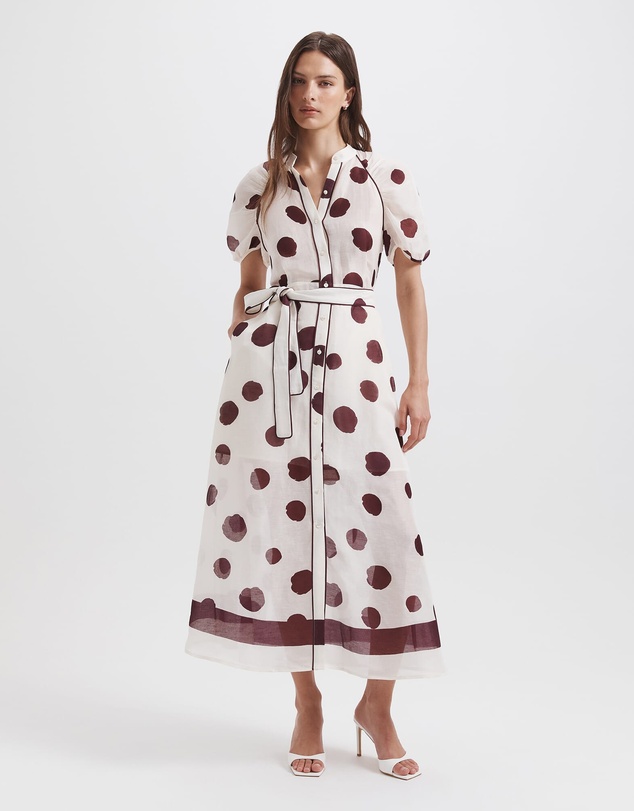 SABA - Dolcetto Silk Linen Midi Dress