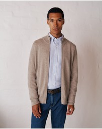 Trenery - Cashmere Zip Through Knit in Natural