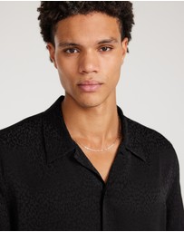 Calibre - Animal Jacquard Silk Short Sleeve Shirt Black