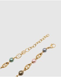 Nialaya Jewellery - Men's Gold Mariner Chain with Multicolored Pearls