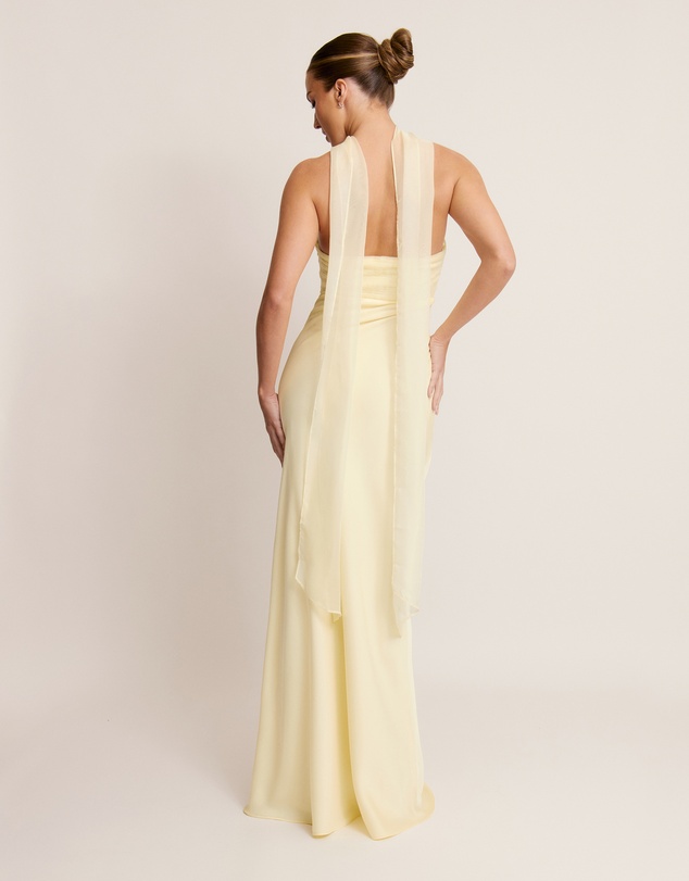 Six Stories - Chiffon Bandeau Satin Maxi Dress