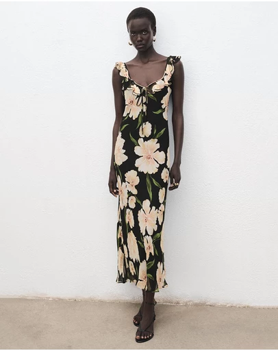 M.N.G - Floral-Print Dress With Ruffle Detail