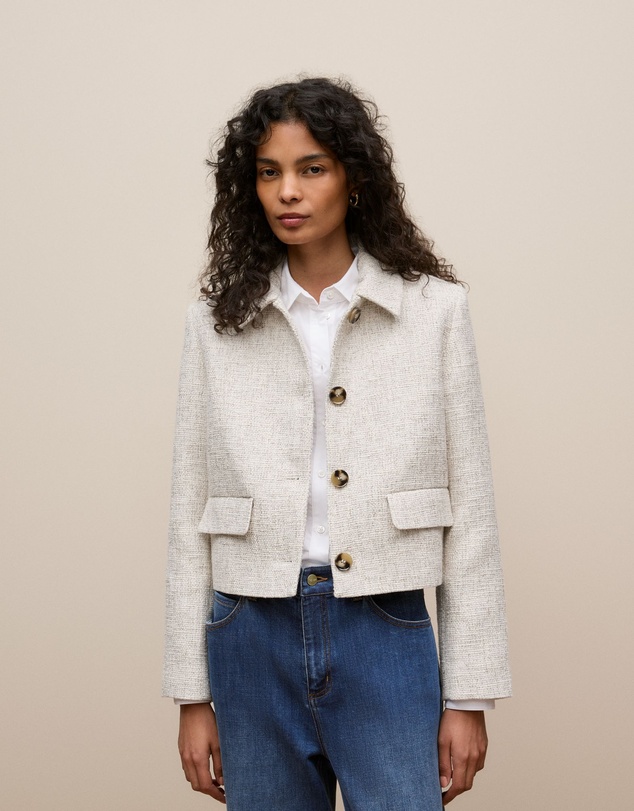 Trenery - Tweed Cropped Jacket in Birch