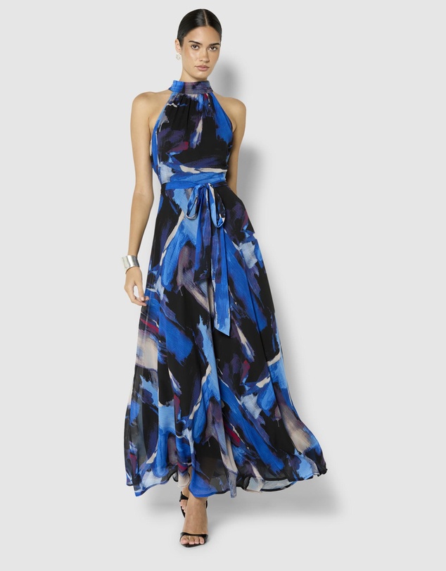 Montique - Gisele Printed Halter Maxi