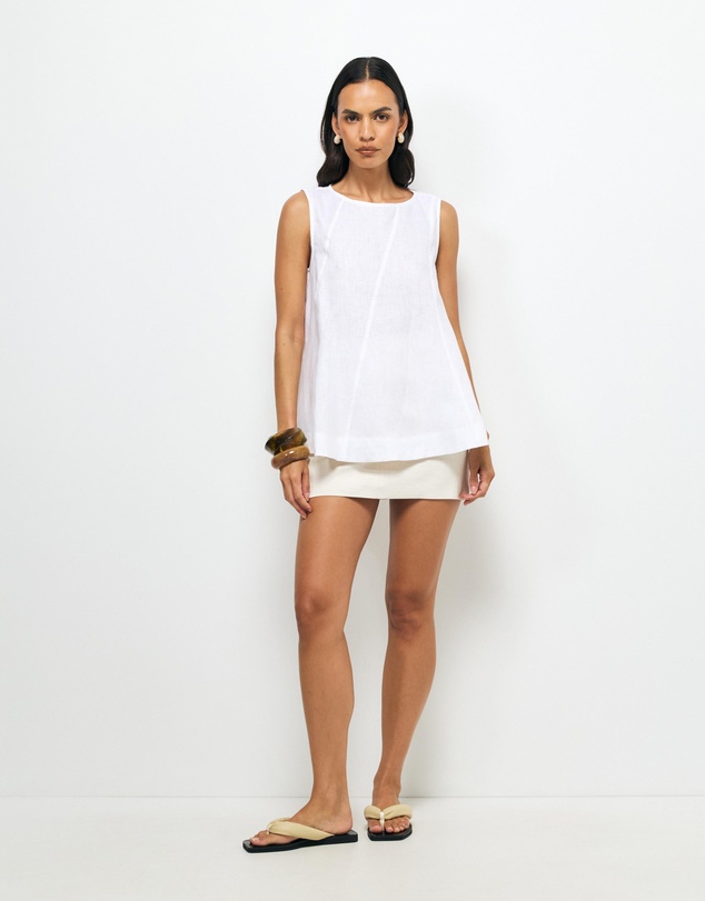 AERE - Addison Panelled Linen Top