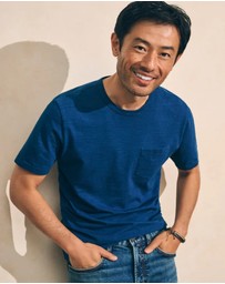 Faherty - Ss Indigo Organic Cotton Pocket Tee
