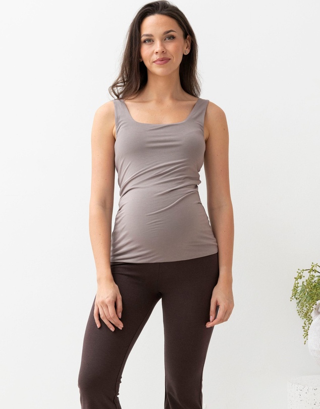 Angel Maternity - Maternity Deluxe Modal Tank in Mink Grey