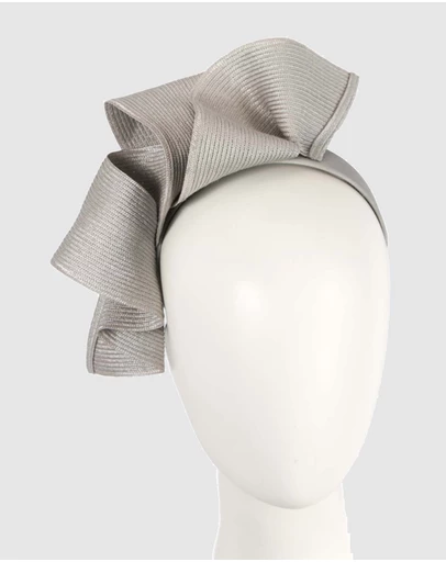 Max Alexander - Large Wavy Silver Racing Fascinator