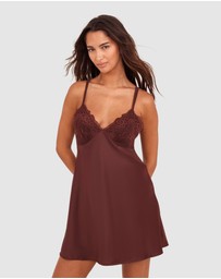 Bras N Things - Imogen Short Slip - Dark Brown