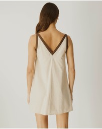 Atmos&Here - Contrast Linen Blend Mini Dress