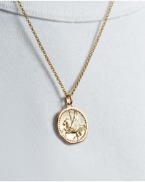 Dower & Hall - Men's 'Overcome and Thrive' Pegasus Talisman Necklace In Gold Vermeil