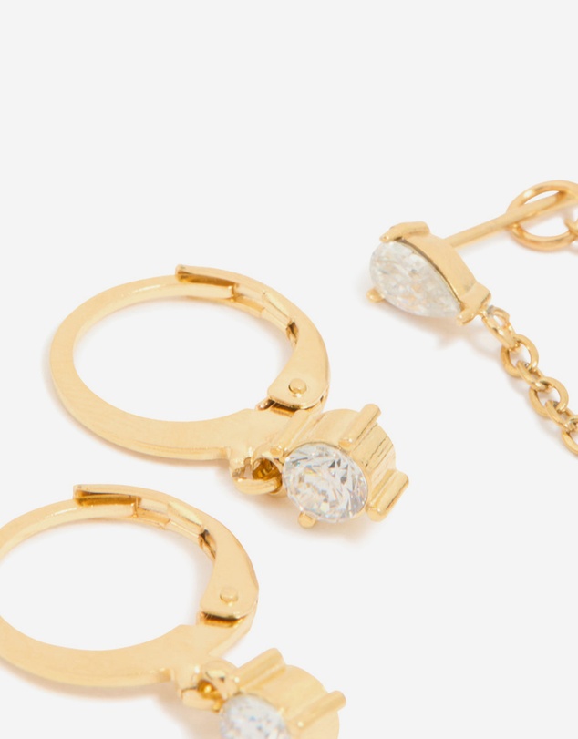 Lovisa - Waterproof Gold Plated Stainless Steel Cubic Zirconia Pave Earrings Stacking Pack