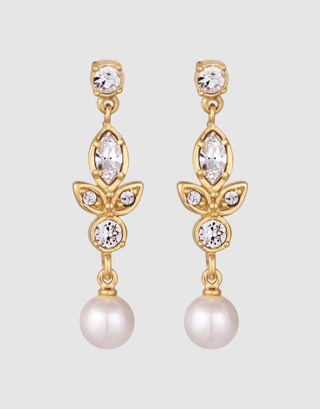 Elli Jewelry - Crystal Cascade Drop Earrings in Gold-Plated 925 Silver