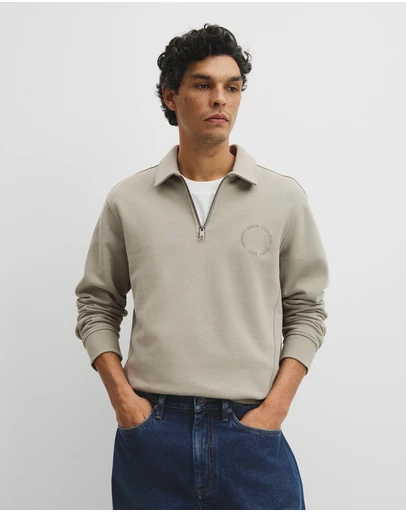 Country Road - Australian Cotton Long Sleeve Folded Collar Sweat