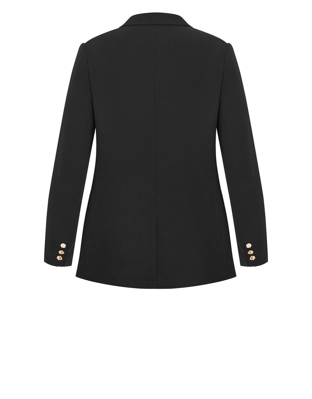 City Chic - Plus size Ella Double Breasted Relaxed Blazer - black
